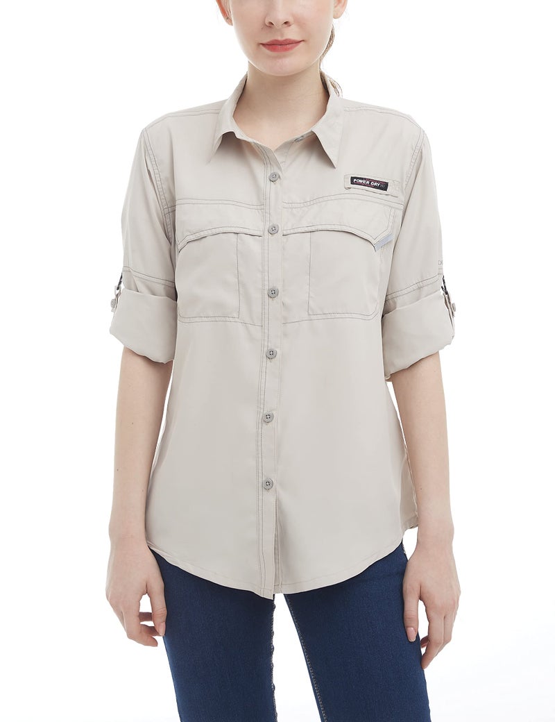 Little Donkey Andy Women's UPF 50+ UV Protection Shirt, Long Sleeve Fishing Shirt, Breathable and Fast Dry Khaki L - Image 1